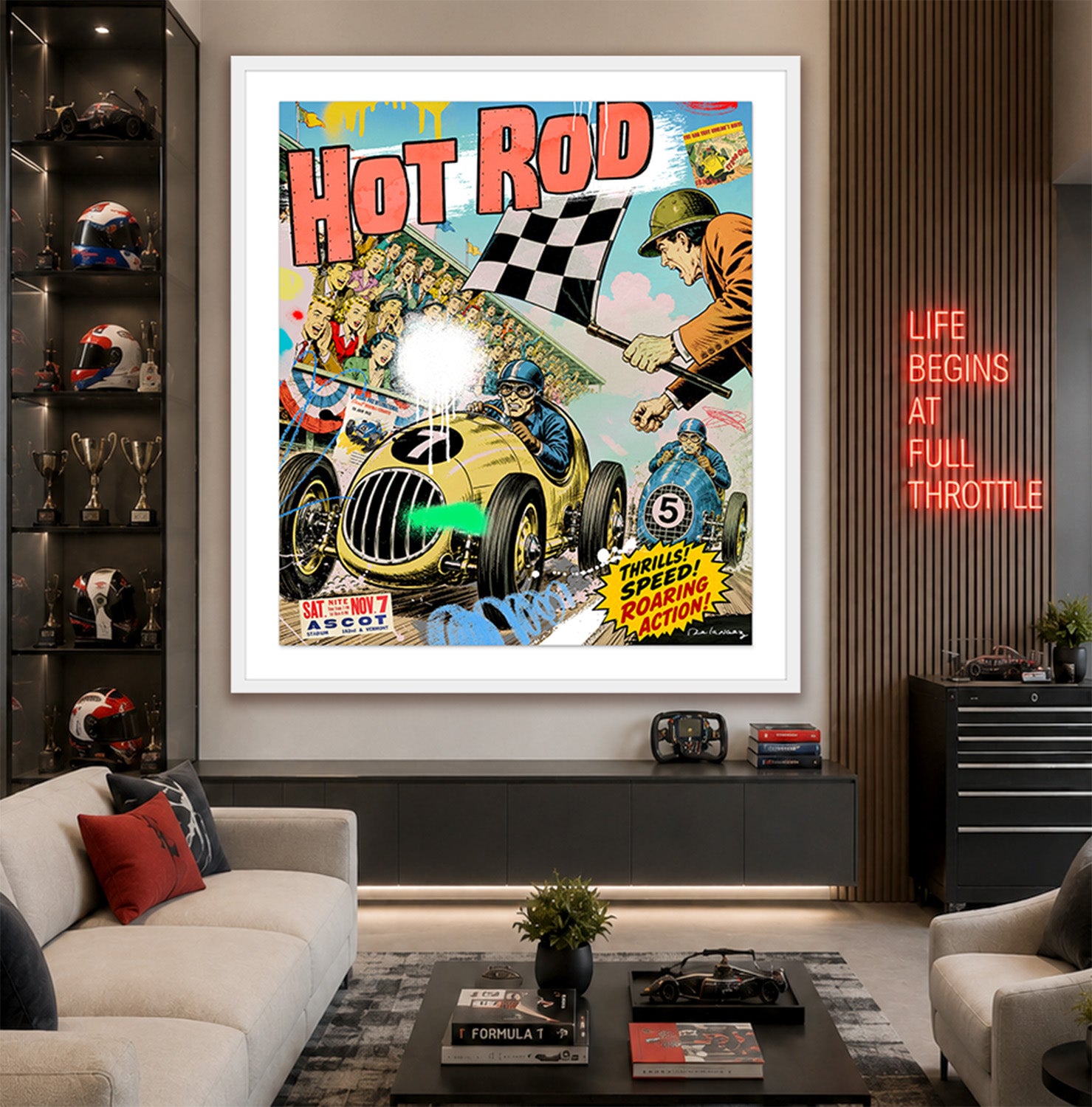 Speed Demons Mixed media Framed, Signed