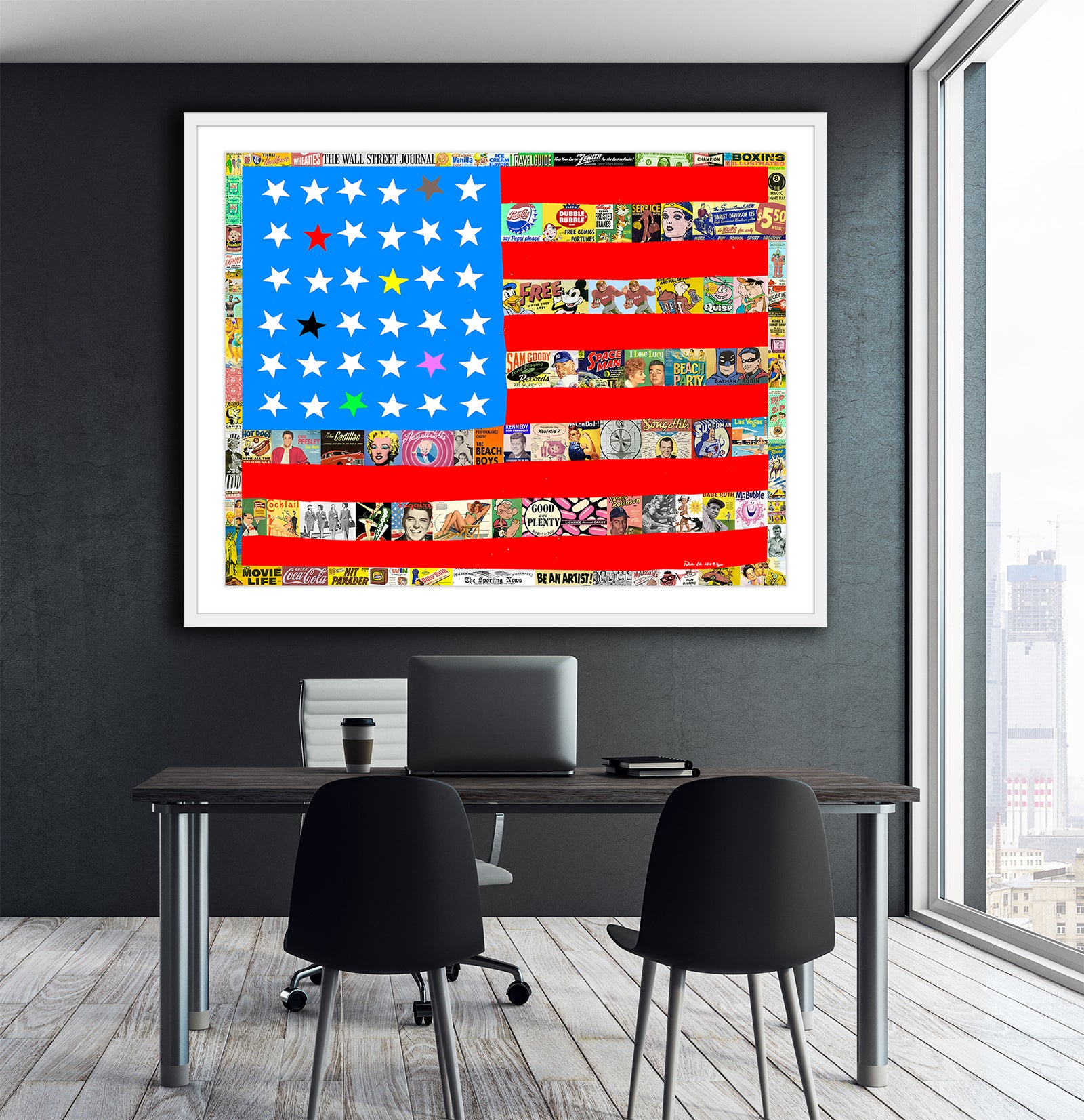 king of pop art nelson de la nuez stars and stripes american flag mixed media 