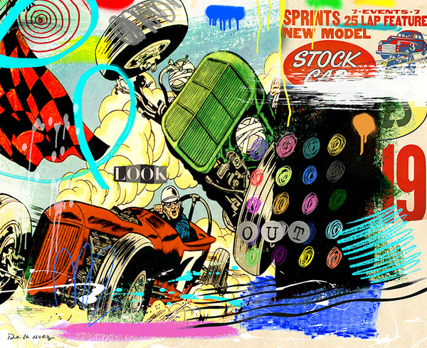 king of pop art nelson de la nuez start your engines print race car speed racing 