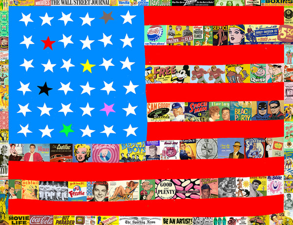 king of pop art nelson de la nuez stars and stripes print american flag usa patriotic republican democrat politics