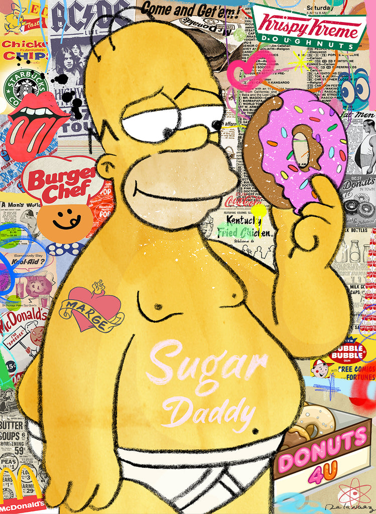 king of pop art nelson de la nuez sugar daddy print homer simpson donuts doughnuts junk food dessert sweets yum
