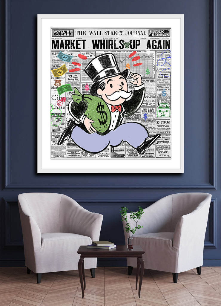 take the money and run stock market monopoly pop artist contemporary art luxury art pop art pop artist day trader stocks nelson de la nuez king of pop art