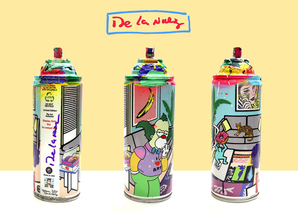 King of Pop Art Nelson De La Nuez Spray Can Series: The Art Collector Collectible Sculpture Mixed Media Spray Paint Graffiti Krusty Klown Clown The Simpsons Parody