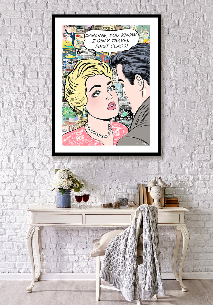 king of pop art nelson de la nuez the good life print first class travel vacation couple material girl private jet luxury interior design