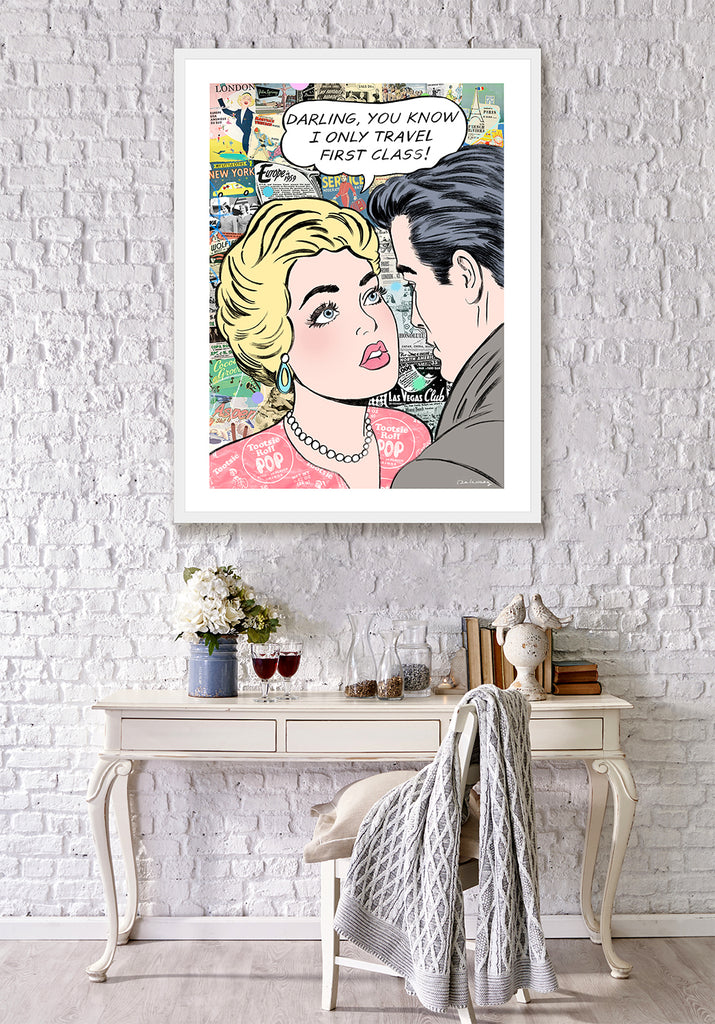 king of pop art nelson de la nuez the good life print first class travel vacation couple material girl private jet luxury interior design