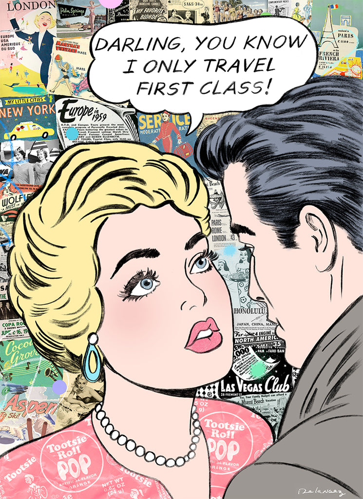 king of pop art nelson de la nuez the good life print first class travel vacation couple material girl private jet luxury