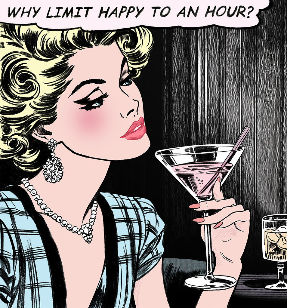 King of Pop Art Nelson De La Nuez happiest hour happy hour cocktail martini framed print humor bar luxury 