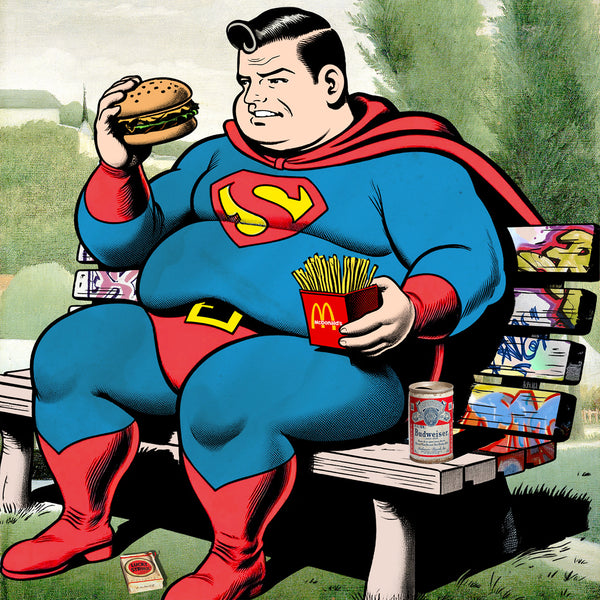 King of Pop Art Nelson De La Nuez - superman retirement years McDonalds