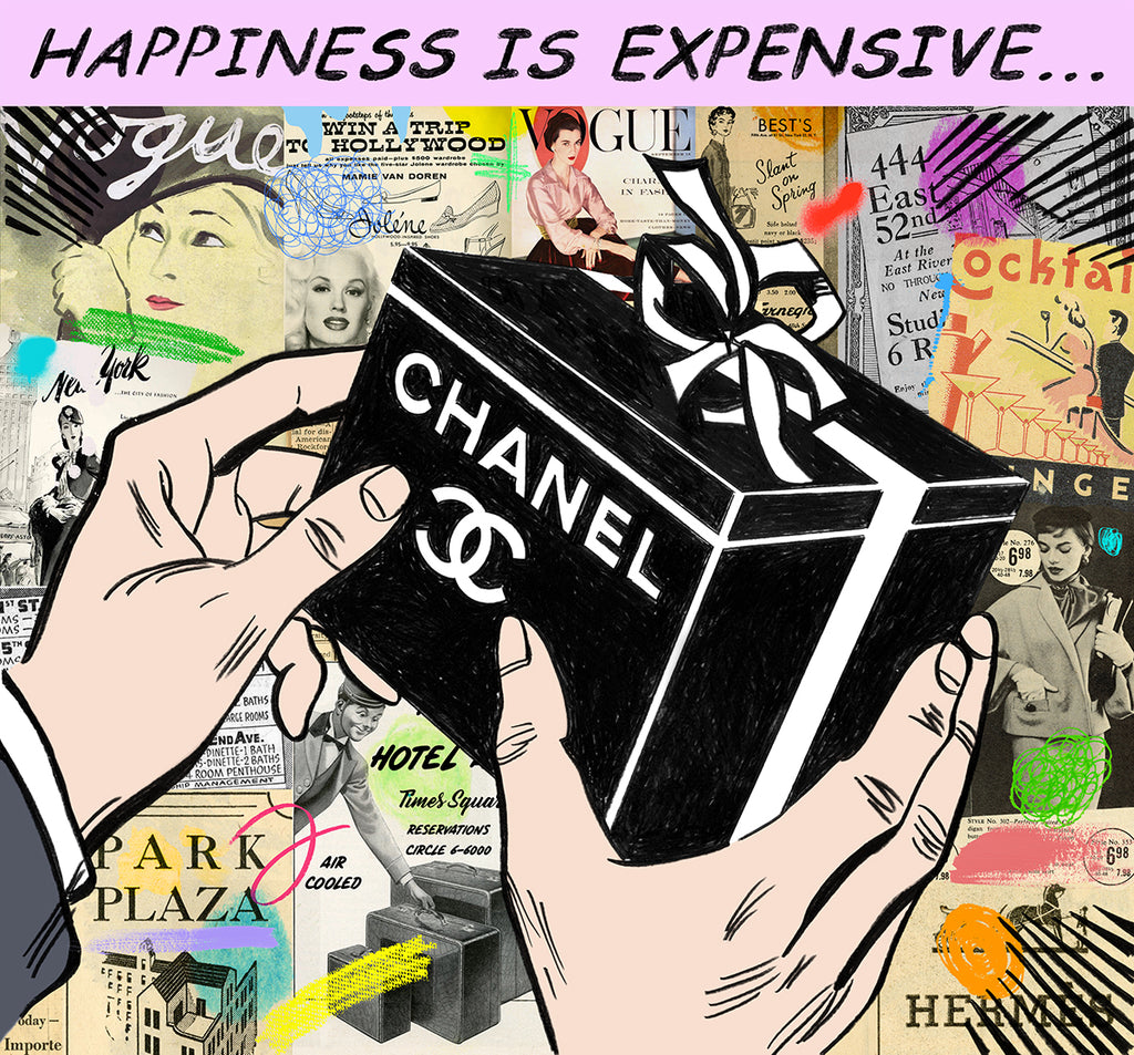 king of pop art nelson de la nuez true love print happiness is expensive chanel designer luxury shopping