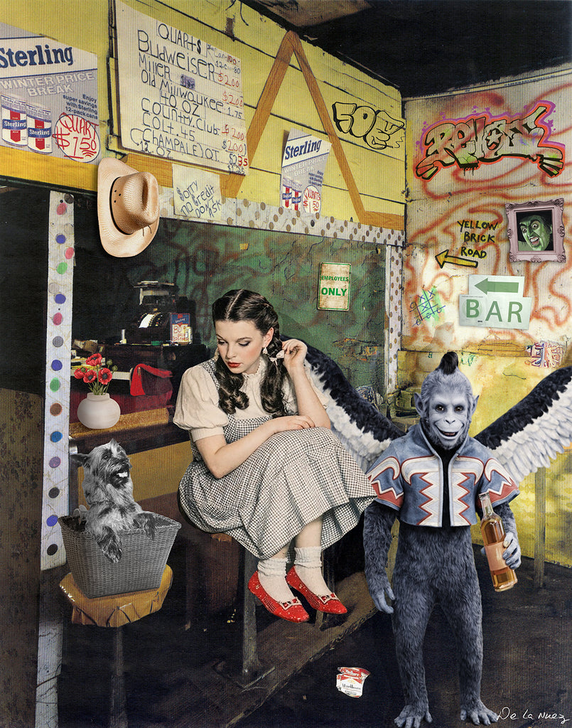 King of Pop Art Nelson De La Nuez - Signed Fine Art Print: Custom Framed or Unframed - Wrong Side of the Rainbow Wizard of Oz Humor Graffiti Bar Dorothy Toto Flying Monkey 