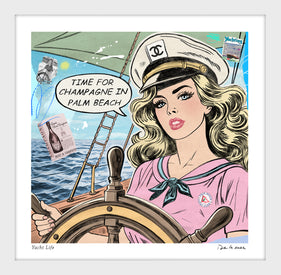 king of pop art nelson de la nuez yacht life print cocktail hour swimming pool ocean vacation material girl palm beach florida champagne