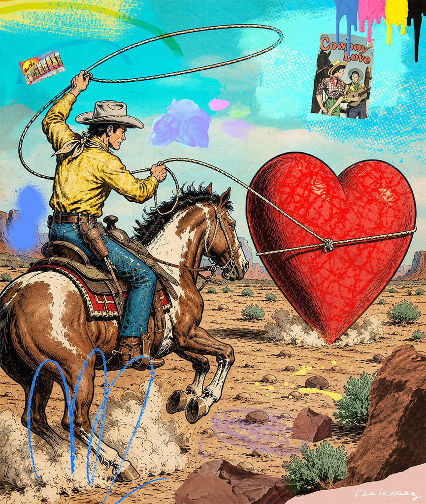 western heart romance humor cowboy nelson de la nuez pop art