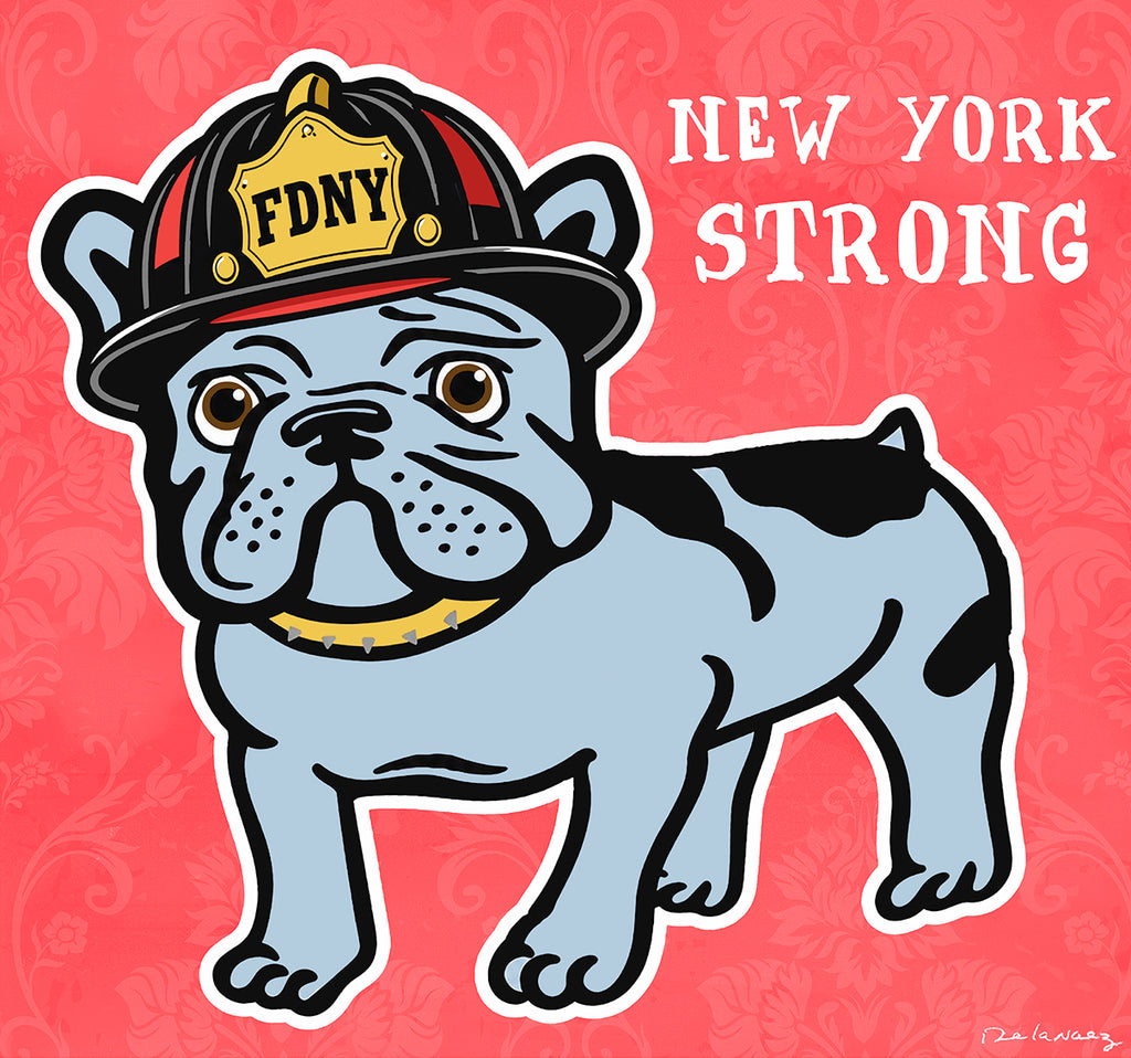 new york nyc ny fireman firemen fdny bulldog dog 9/11