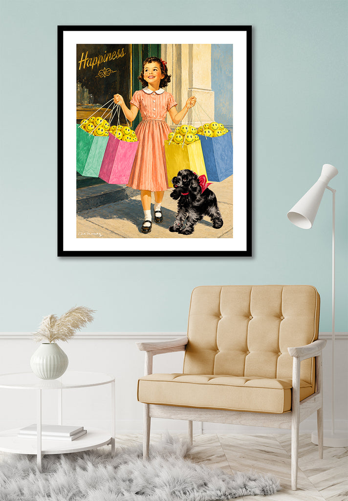 happiness shopping humor quote de la nuez pop artist