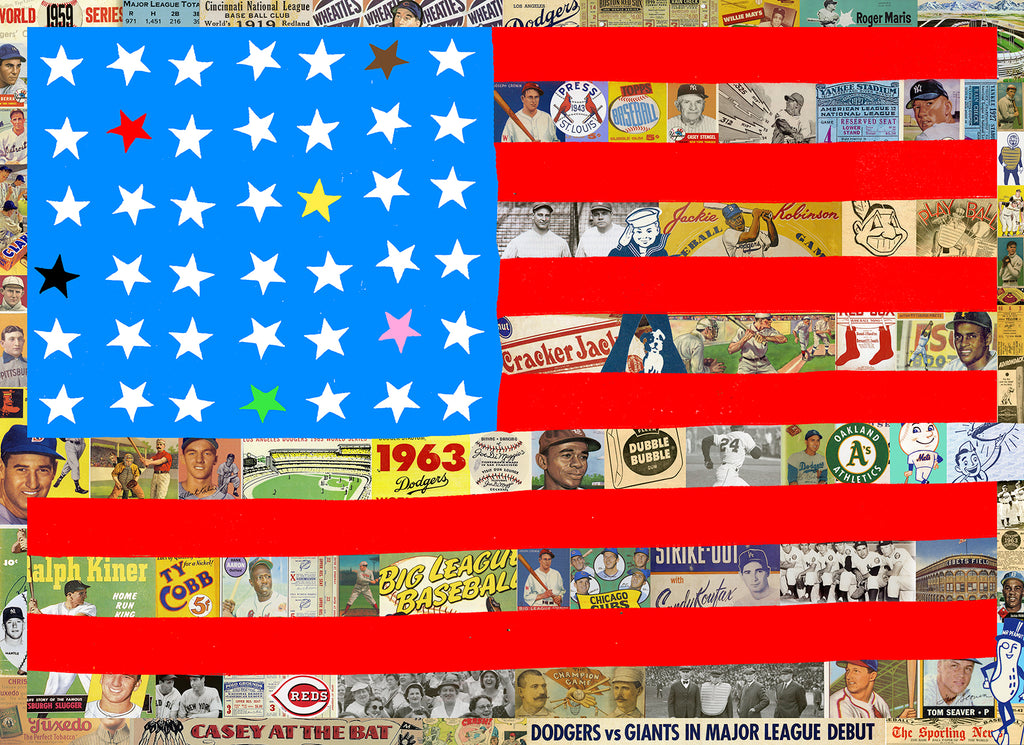 King of Pop Art Baseball flag America's Pastime, patriotic, american sports