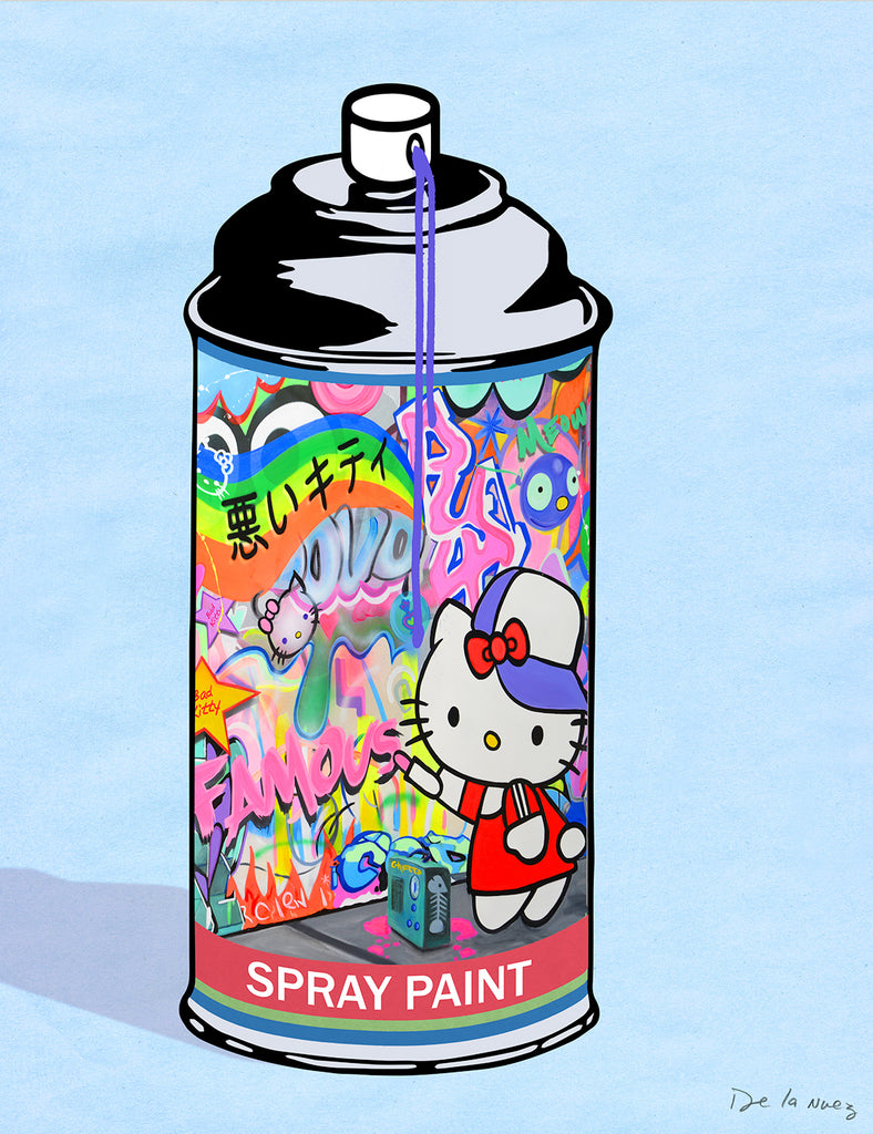 King of Pop Art Nelson De La Nuez Bad Kitty Spray Paint Print Graffiti Street Art