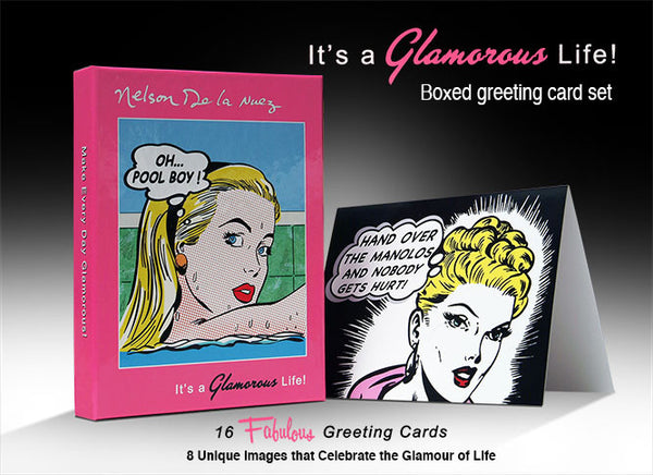 King of Pop Art It's a Glamorous Life! Boxed Greeting Card set Nelson De La Nuez Collectible