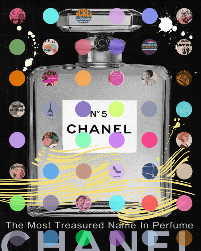 Chanel #5: Black Print  Nelson De La Nuez, known as the King of Pop Art  highly collected contemporary art, originals and prints
