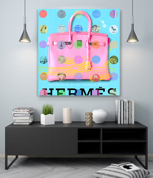 Hermes Birkin bag King of Pop Art Nelson De La Nuez world renown pop art resin on wood