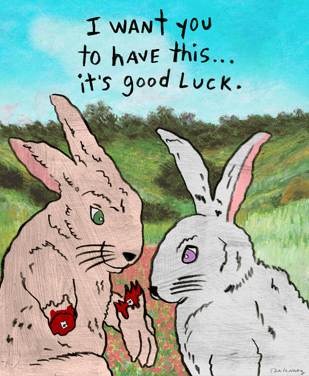 King of Pop Art Nelson De La Nuez good luck charm bunny rabbit humor superstition animal