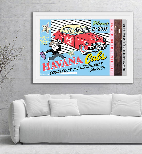 king of pop art nelson de la nuez havana cab cuba vintage taxi matchbook