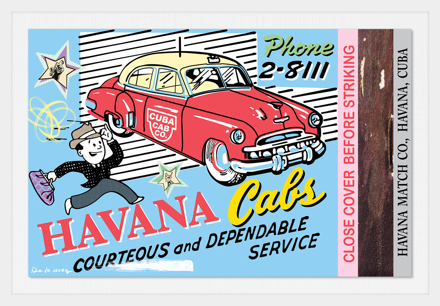 Havana Cab Co. Mixed Media  - FRAMED, Signed