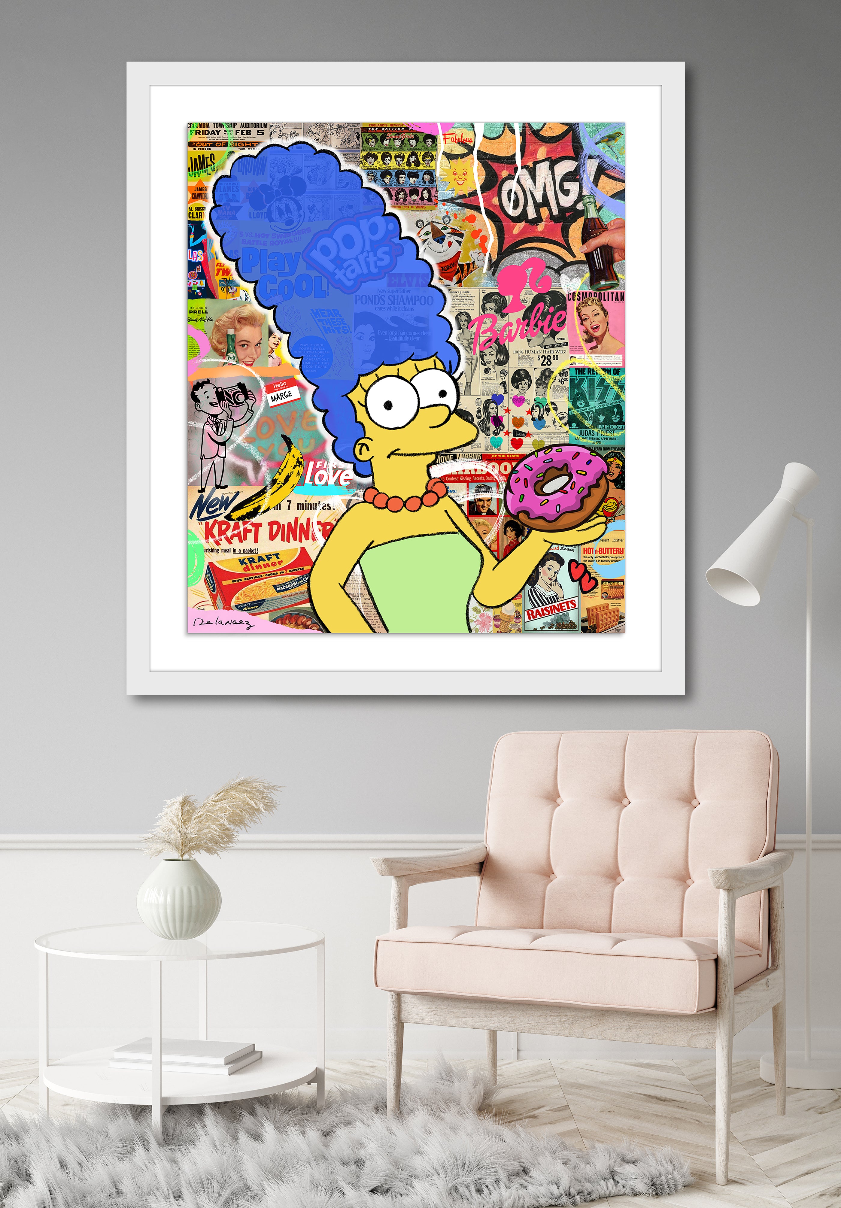 king of pop art nelson de la nuez Marge Simpson just fabulous donuts desserts mixed media