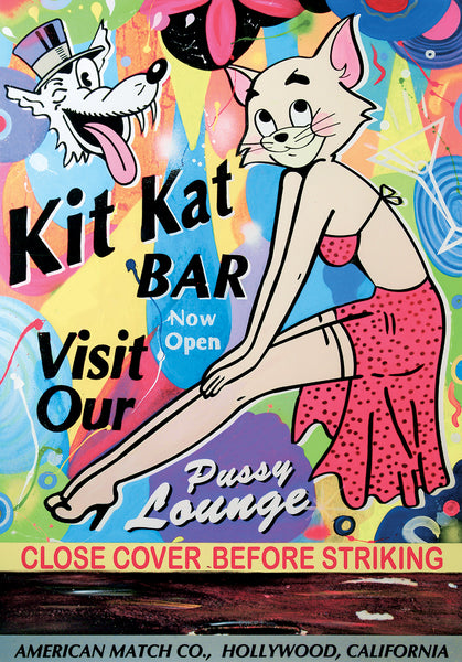king of pop art nelson de la nuez kit kat bar club lounge cocktail mixers drinks martini matchbook pinup hollywood kitty cat