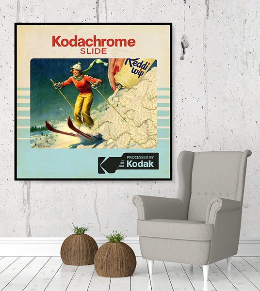 king of pop art nelson de la nuez vintage kodachrome slide ski skiing dessert whipped cream