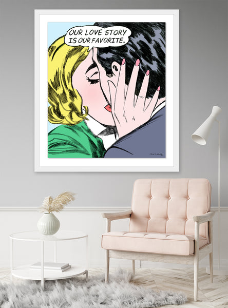 king of pop art nelson de la nuez love story couple romance kiss