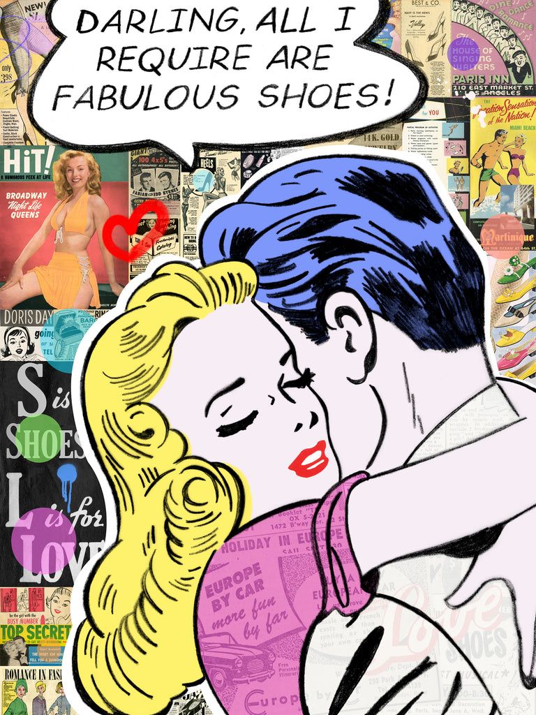 material girl fabulous shoes nelson de la nuez pop artist celebrity framed king of pop art
