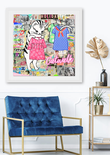 king of pop art nelson de la nuez ready for the catwalk fashion model luxury chanel gucci kitty cat kitten pets animals 
