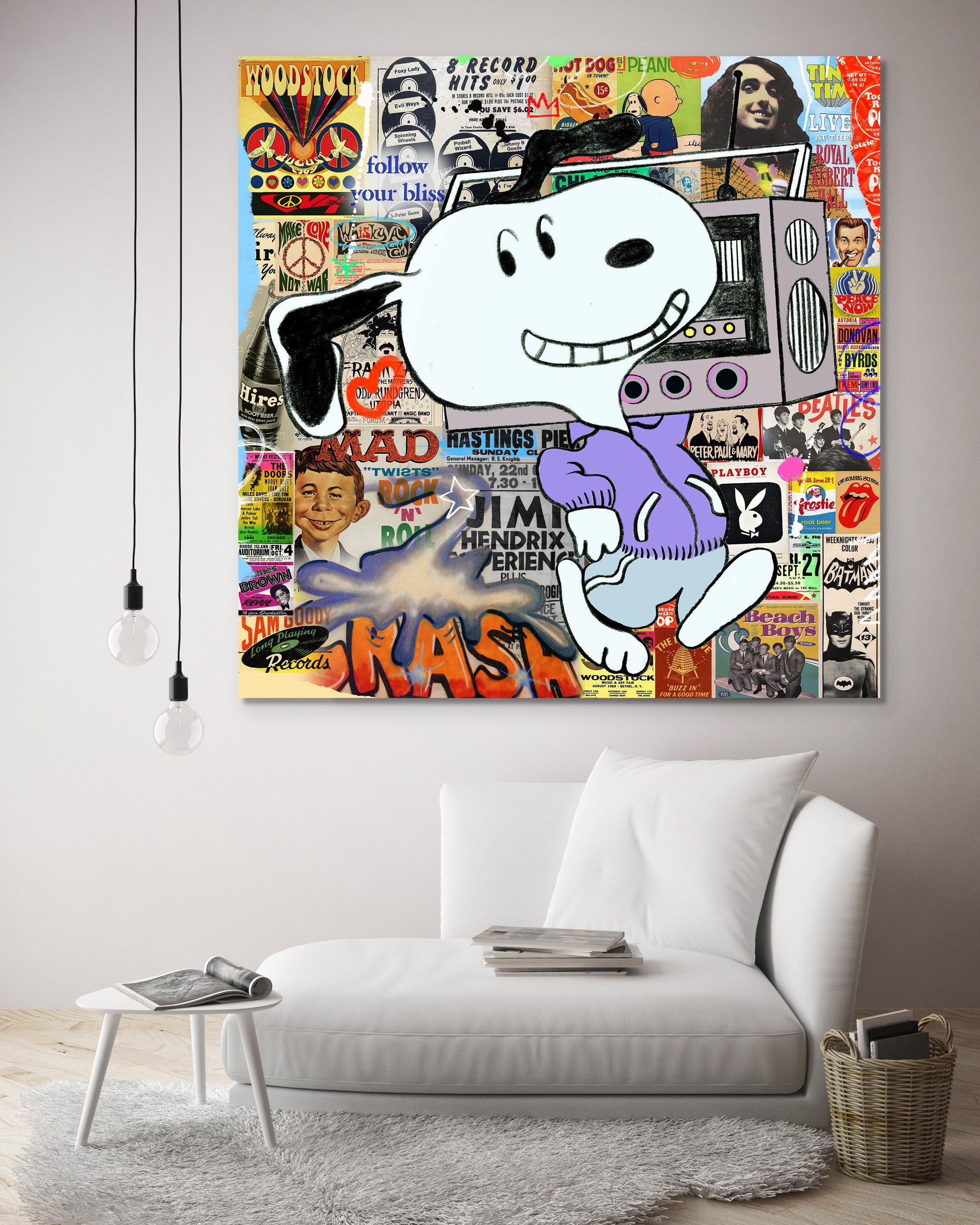 king of pop art nelson de la nuez snoopy peanuts snoop dog music hip hop rap painting canvas