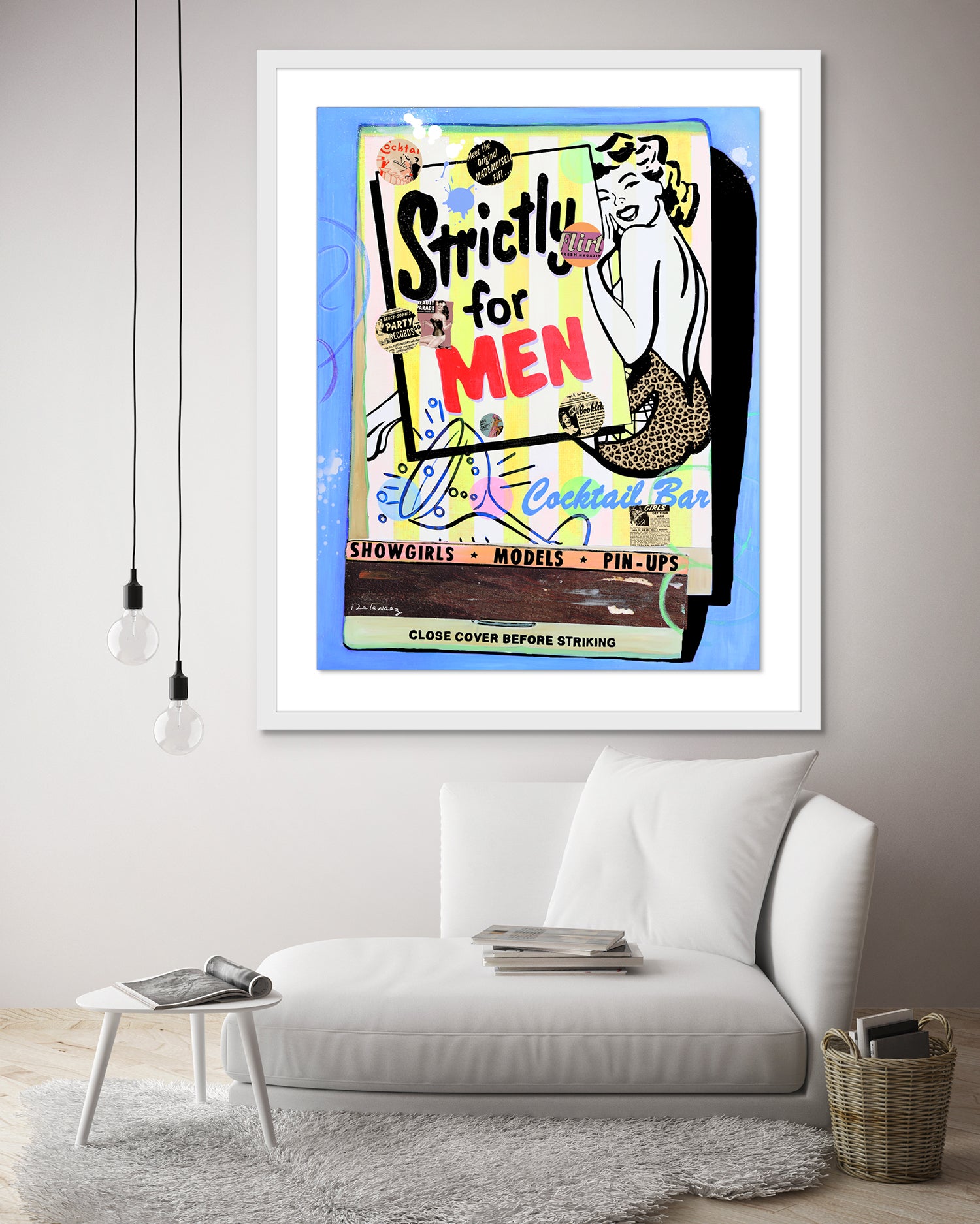 strictly for men cocktail lounge bar matchbook cover nelson de la nuez pop art contemporary artist framed 