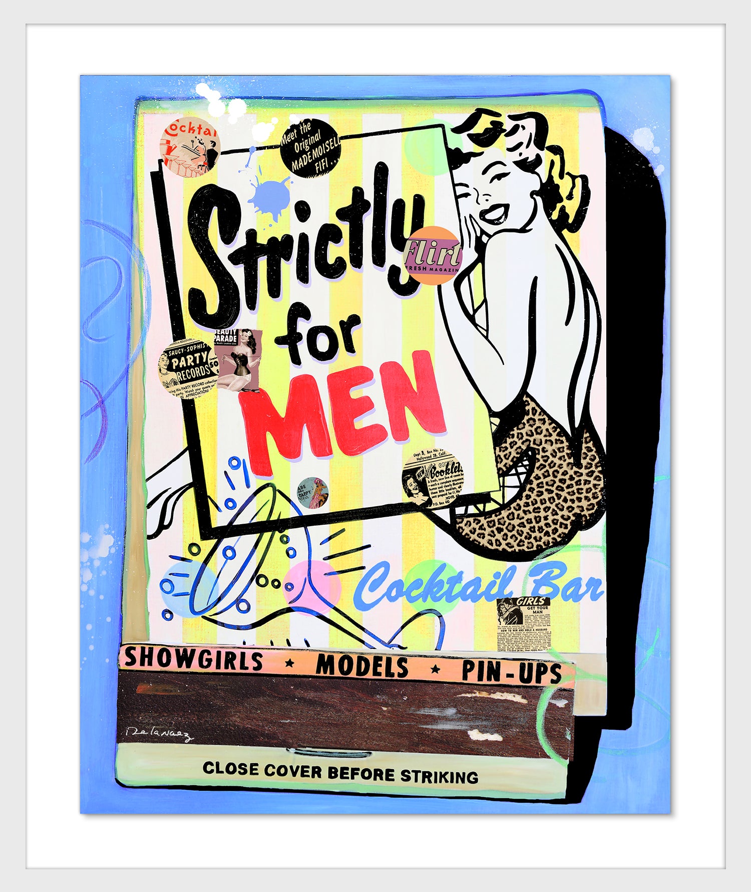 Strictly for Men Mixed Media Sketch - FRAMED, Signed