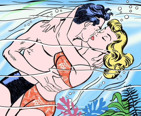 nelson de la nuez king of pop art summer romance couple swim beach ocean love