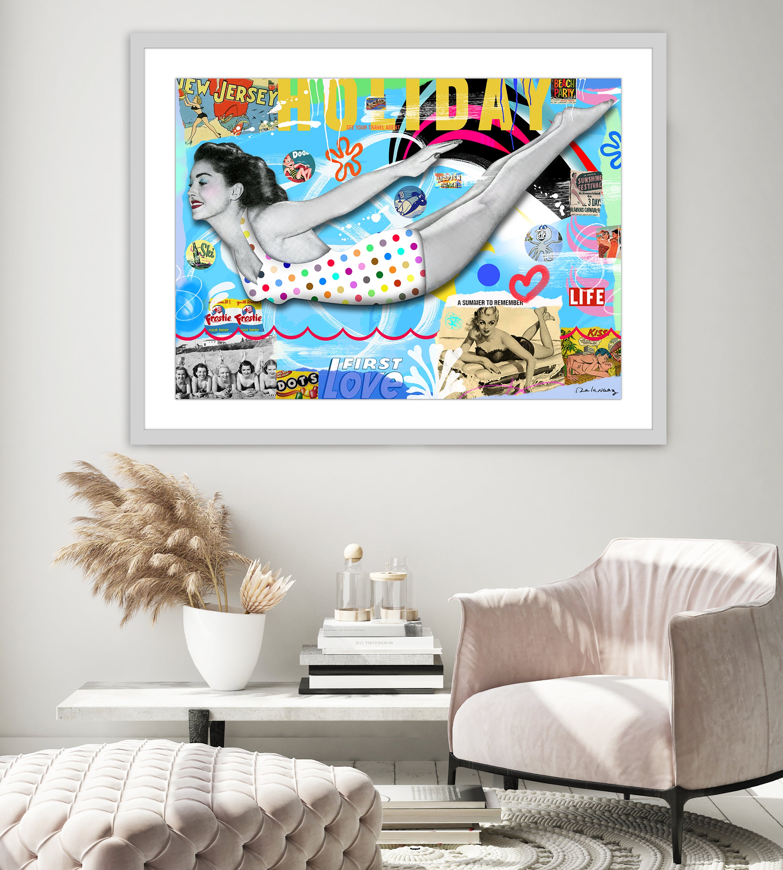 the king of pop art nelson de la nuez summer to remember beach party swim pool holiday polka dots