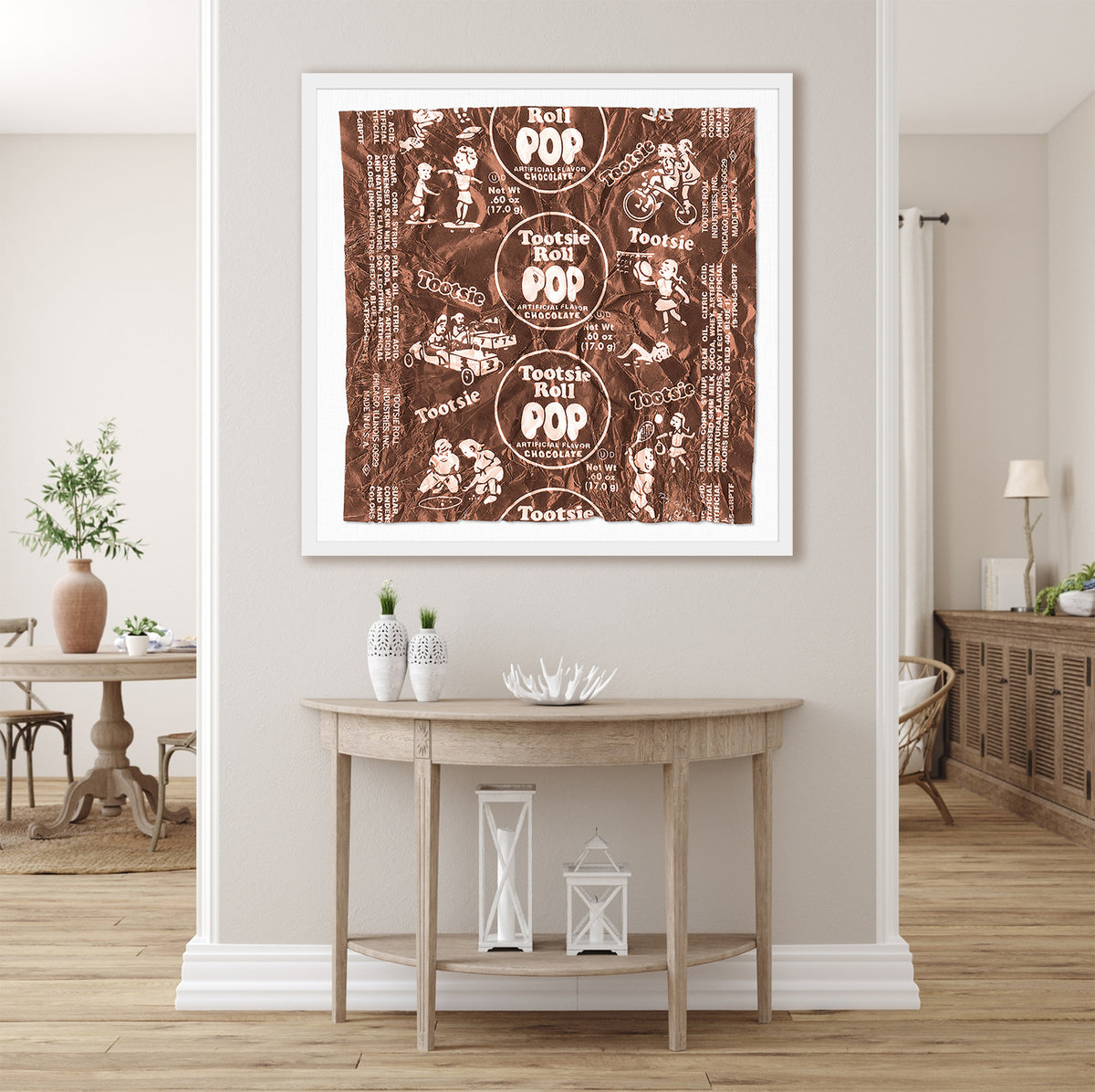 Sweet Chocolate Tootsie Pop Wrapper - Square Resin Sculpture