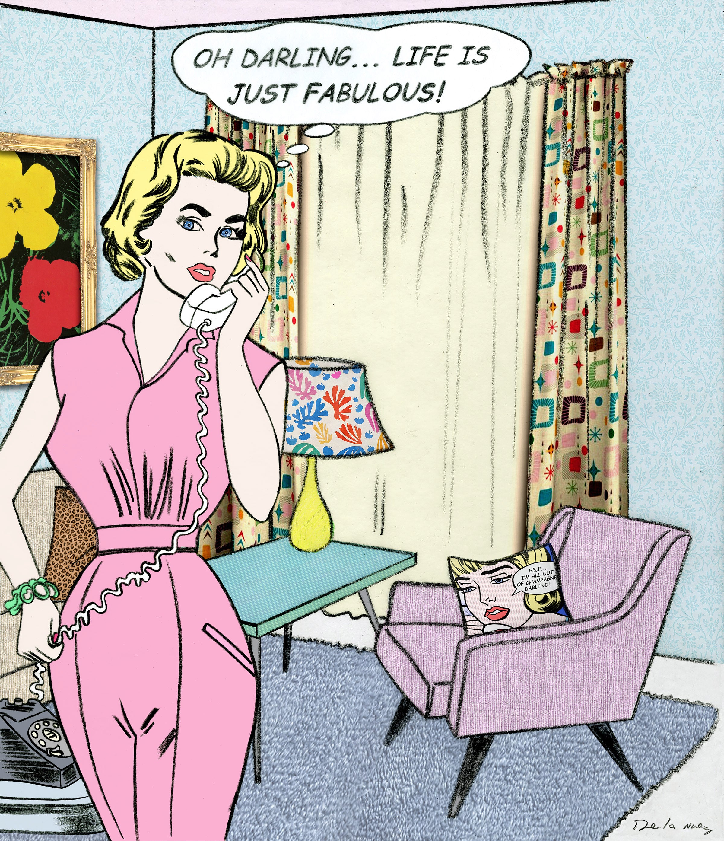 Life is Fabulous wall art framed print focus on the fabulous Nelson De La Nuez contemporary pop art king of pop art